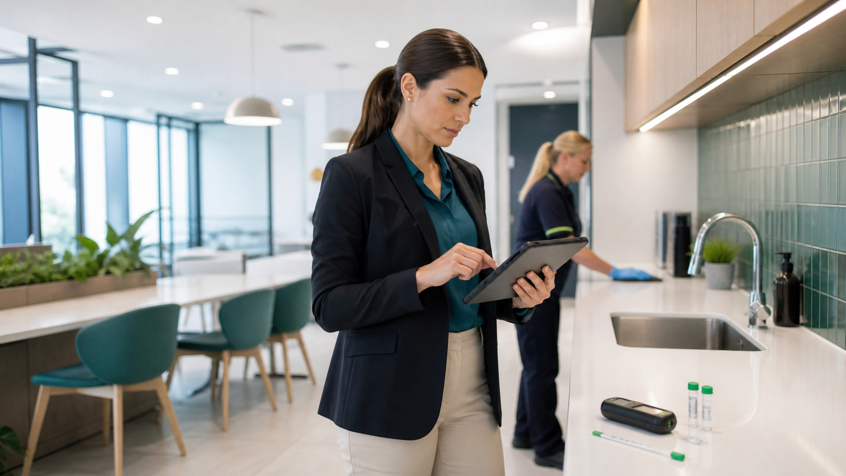 A workplace inspection supported by hygiene testing equipment